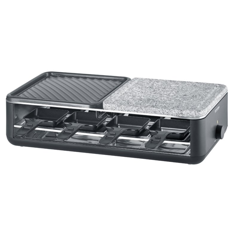 SEVERIN raclette grill RG 2366, pierre naturelle/plaque grill, 8 poêlons, 1300 W